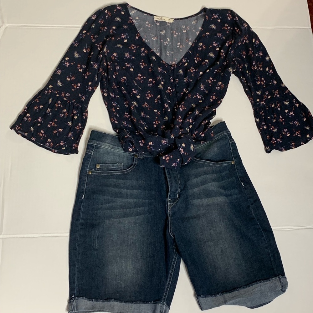 Bienzoe Girls Dark Denim Shorts Size 18 - Picture 2 of 8